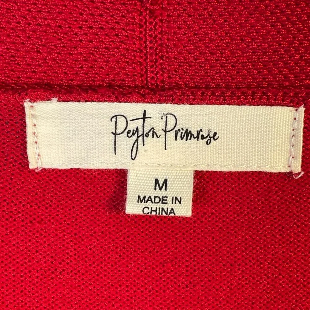 Peyton Primrose Red Ribbed Open Front Cardigan Sweater M